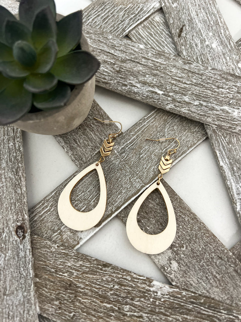 Wood Hoop Chevron Earring