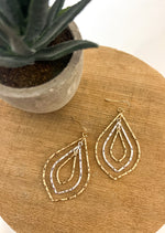Gold And Silver Textured Layered Teardop Earring