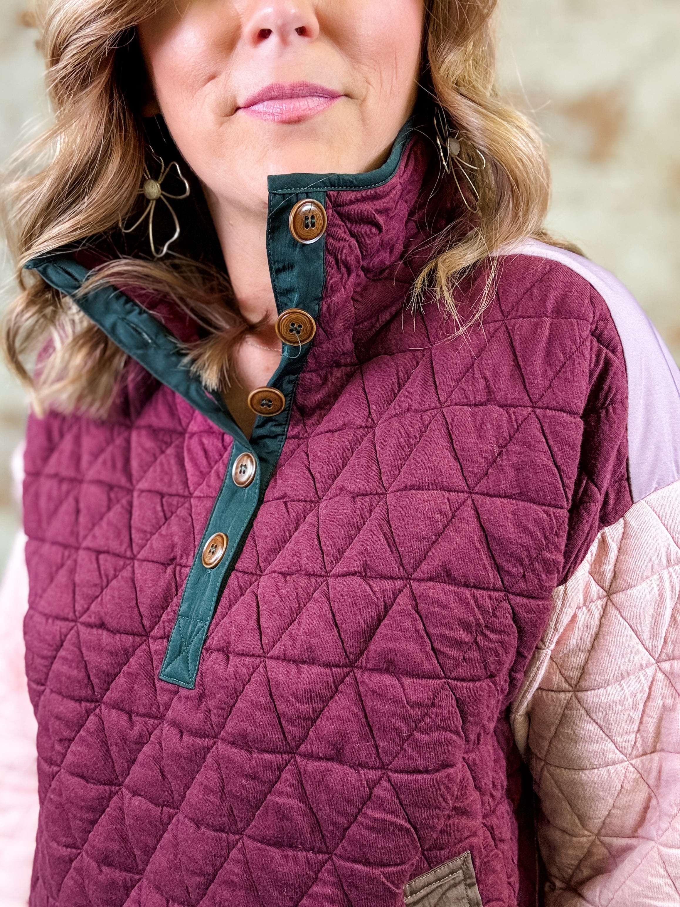 Henley Color Block Pullover