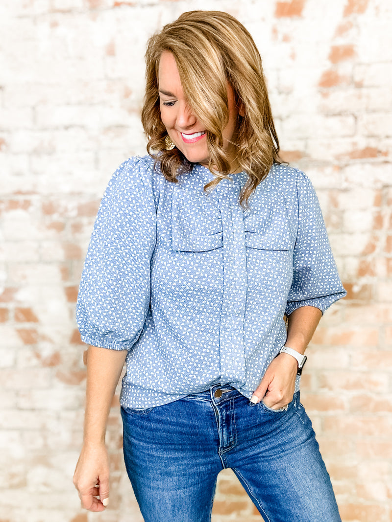 Worthington Center Bow Print Top