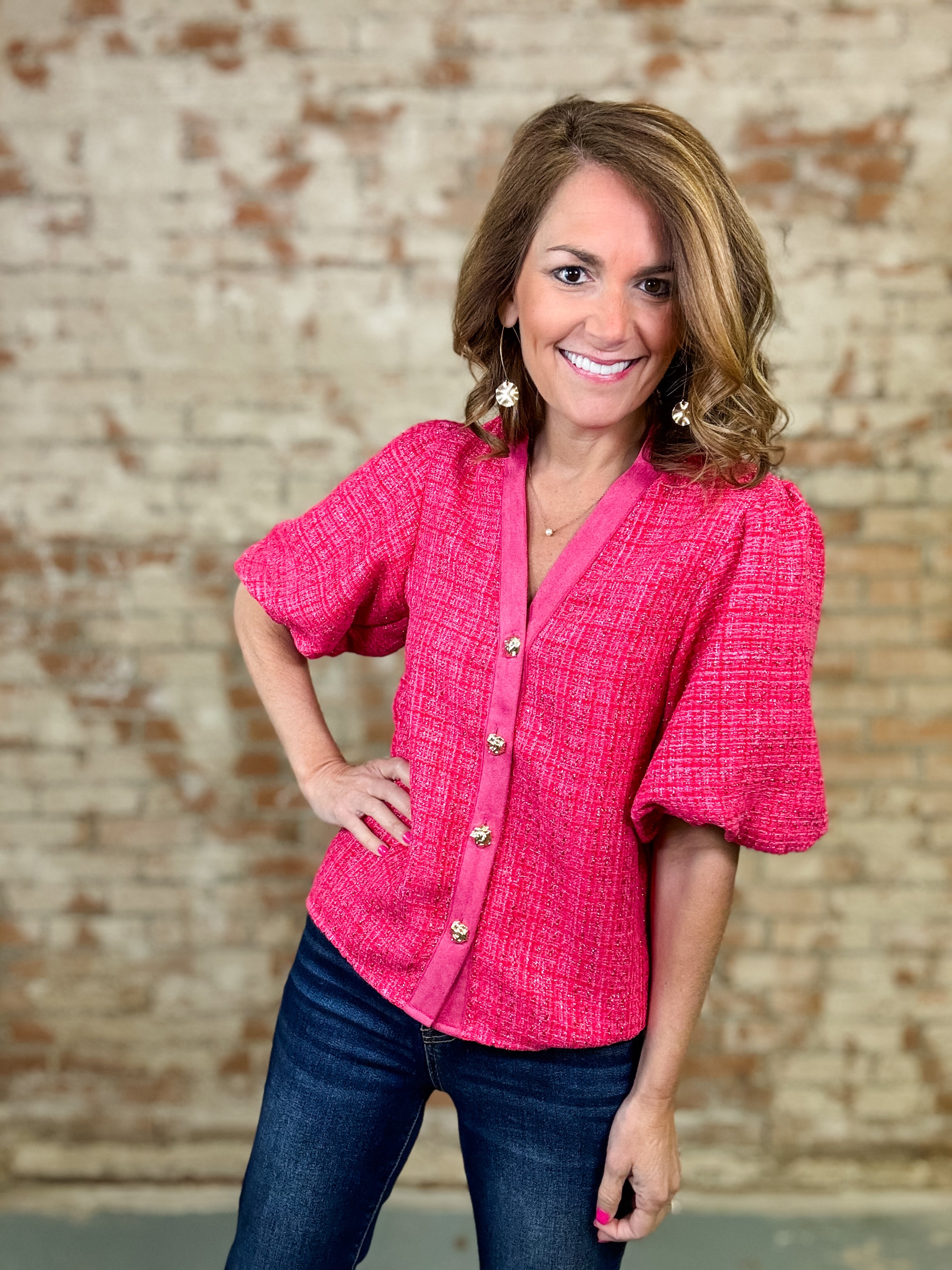 THML Jessa Tweed Top-FINAL SALE