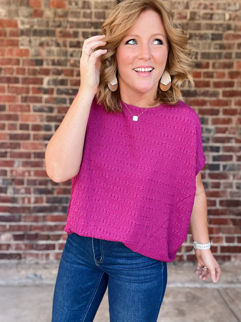 Magenta Textured High Low Top