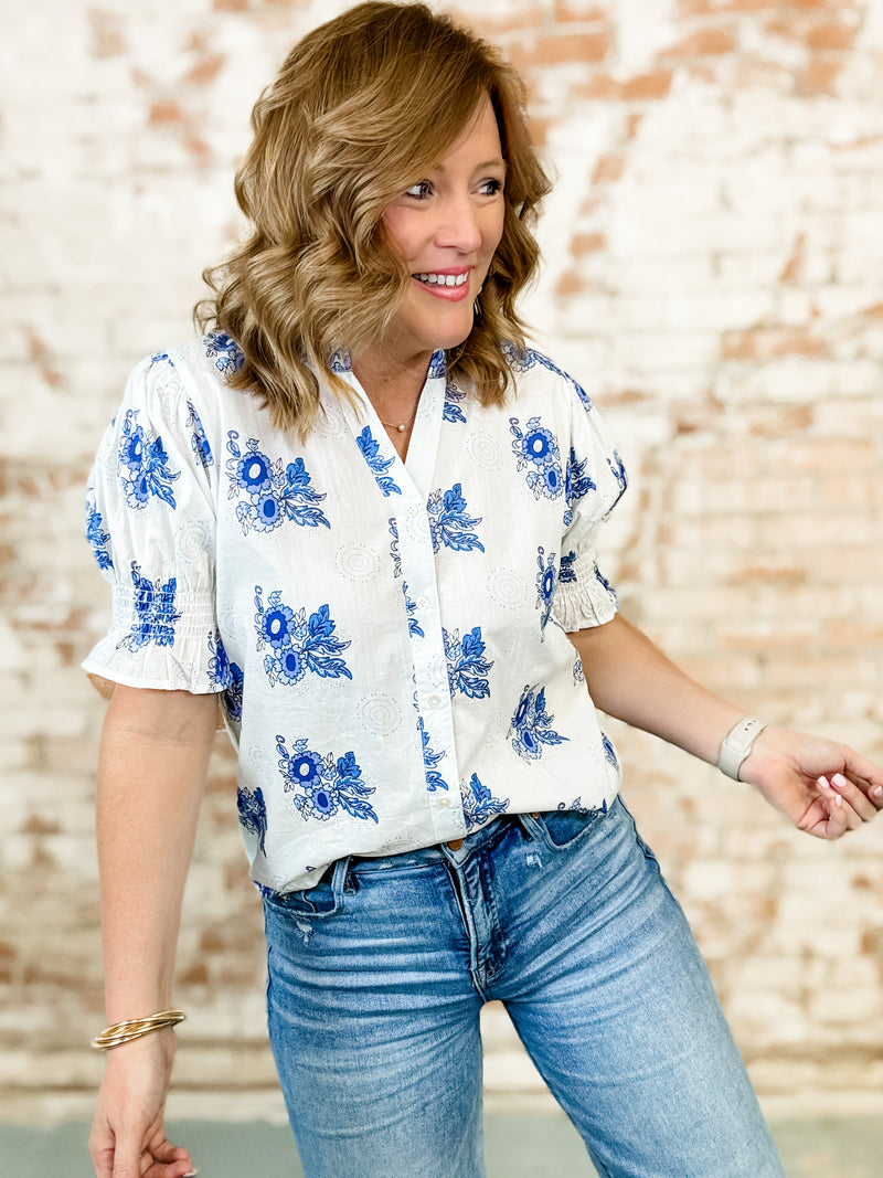 THML Beth Floral Print Top
