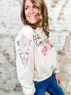 Nash Embroidered + Crochet Detail Top