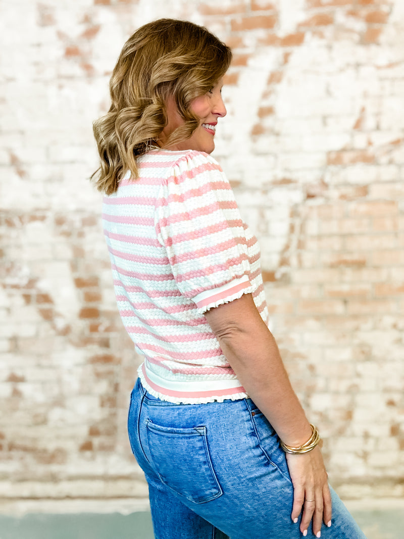 Deborah Stripe Contrast Band Top