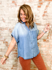 Aledo Denim Button Up Top