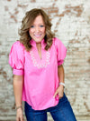 Lela Embroidered Collar Top