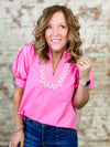 Lela Embroidered Collar Top