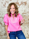 Lela Embroidered Collar Top