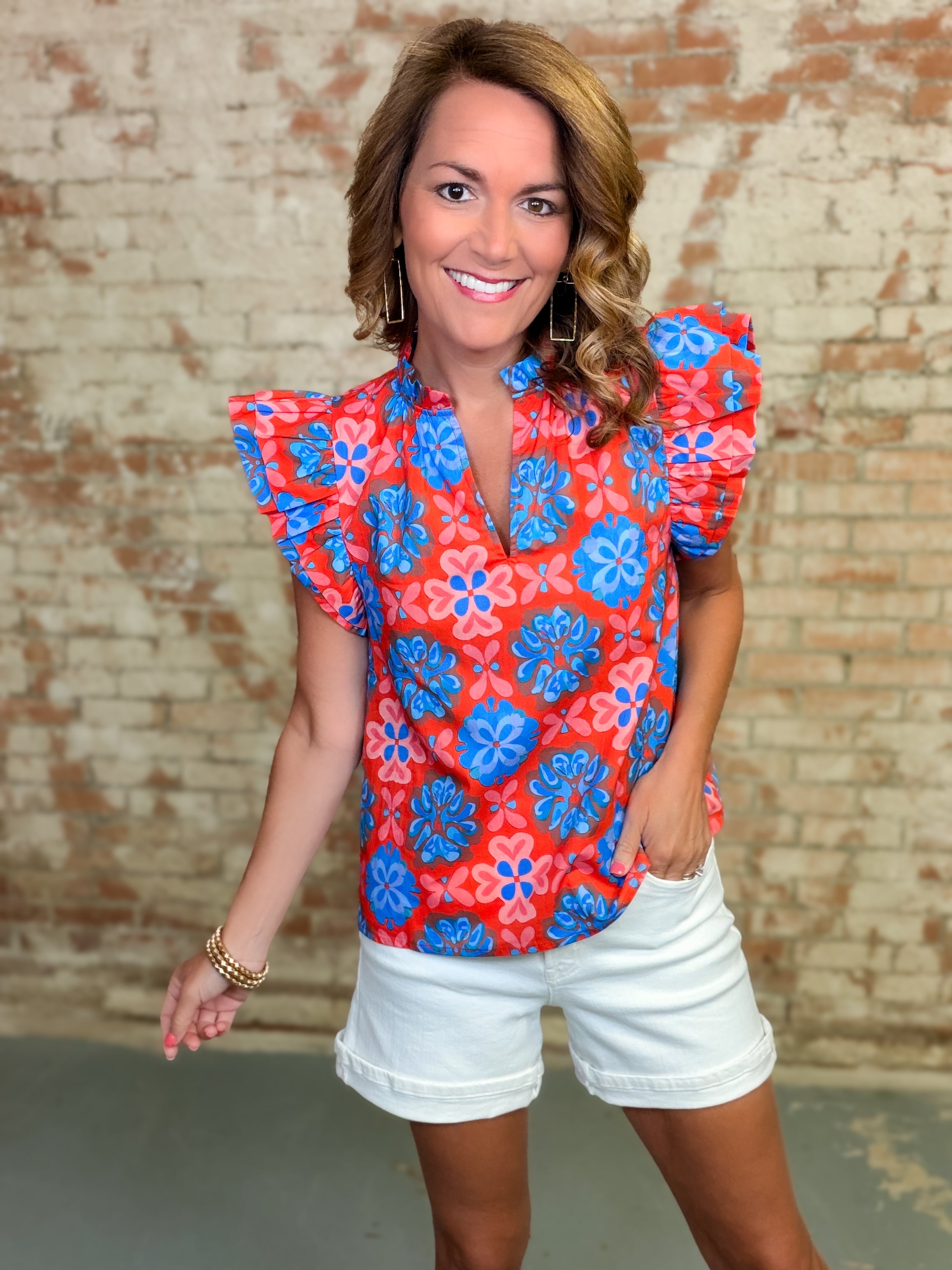 THML Edin Ruffle Sleeve Top