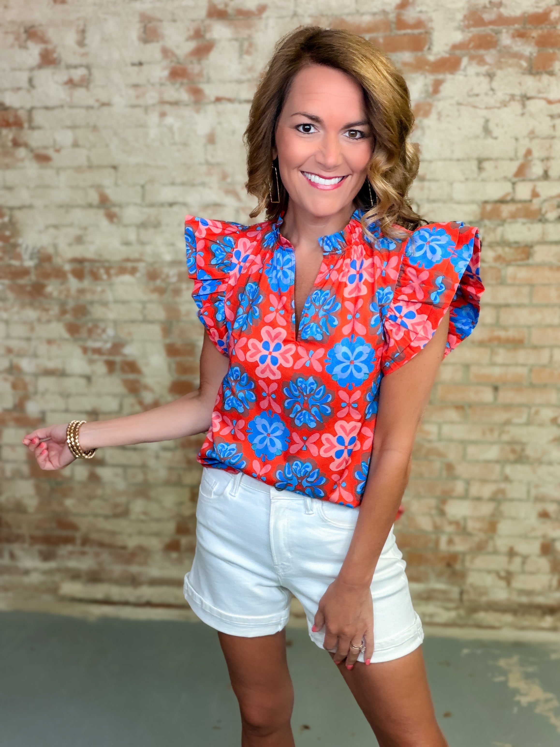 THML Edin Ruffle Sleeve Top