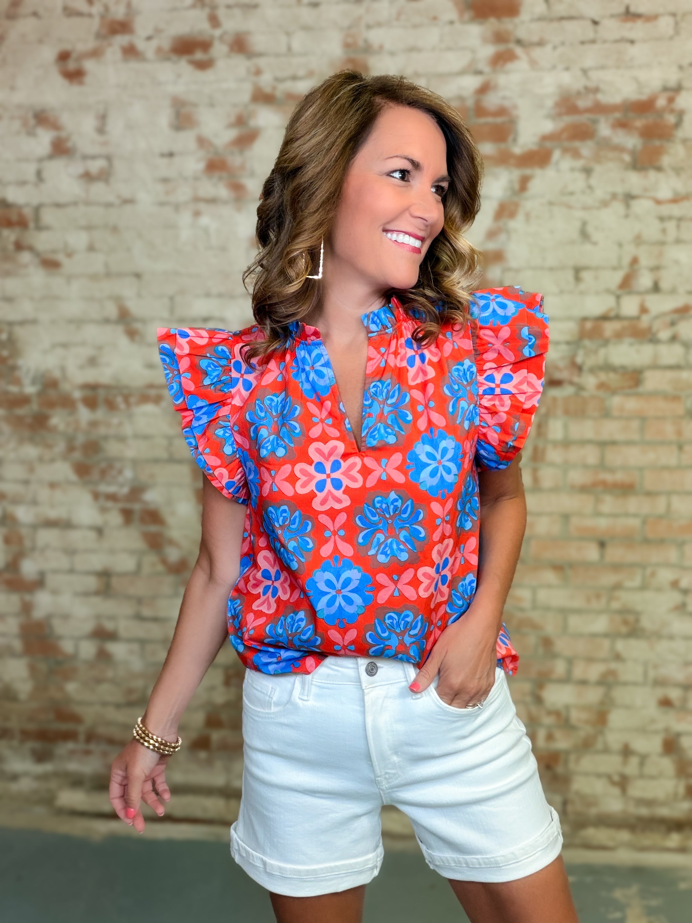THML Edin Ruffle Sleeve Top