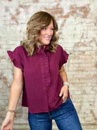 Ella Button Ruffle Top