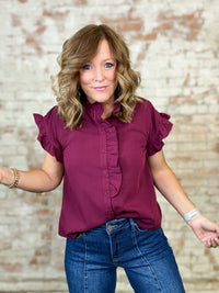 Ella Button Ruffle Top