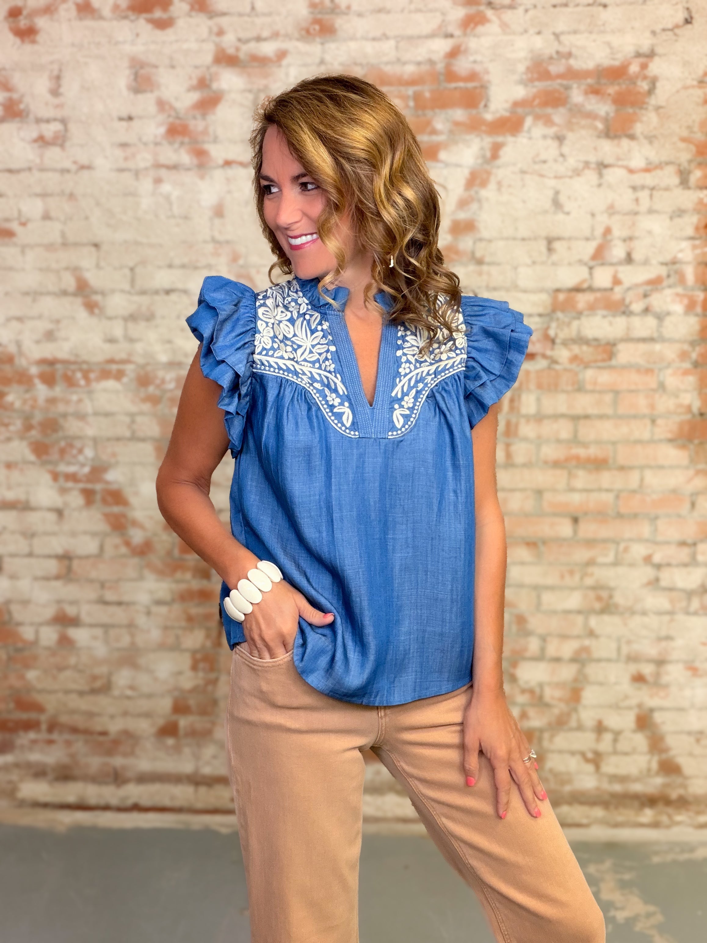 THML Pauline Embroidered Top
