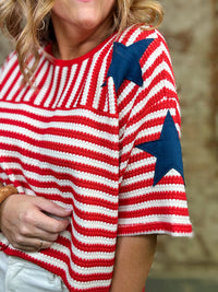 Deetra Stiped Star Patch Top