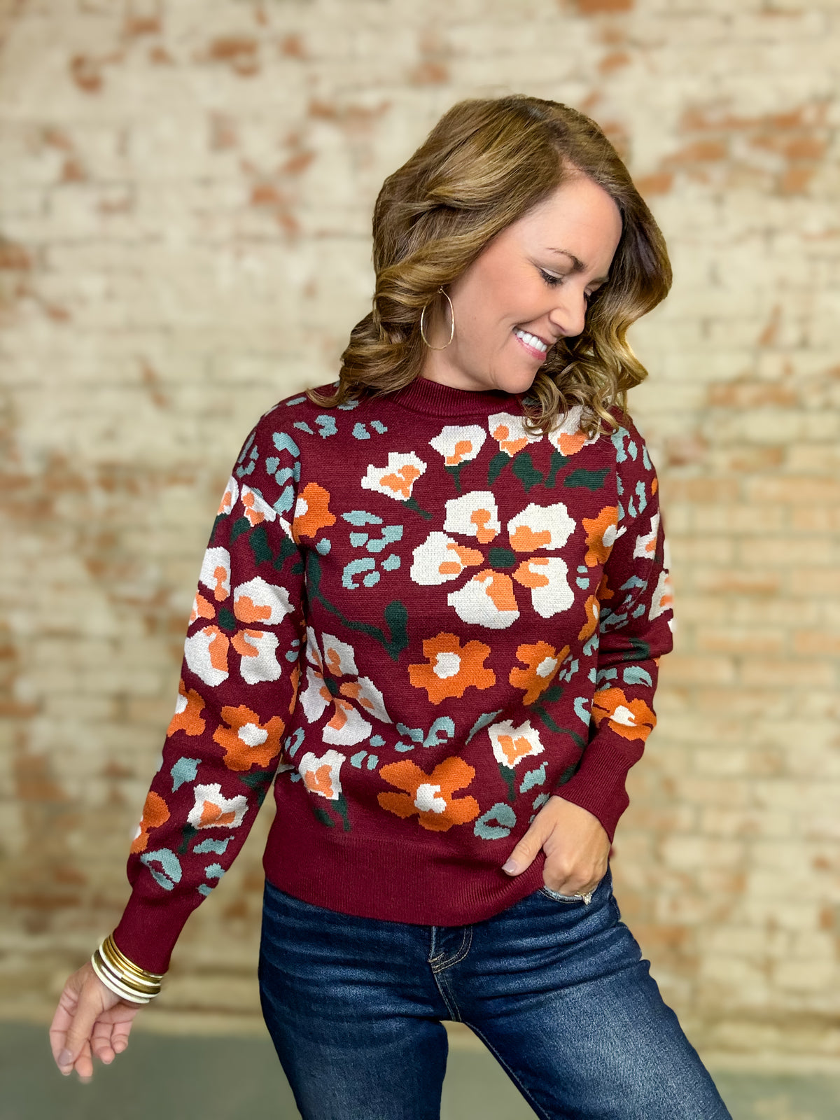 THML Dominque Floral Sweater Top