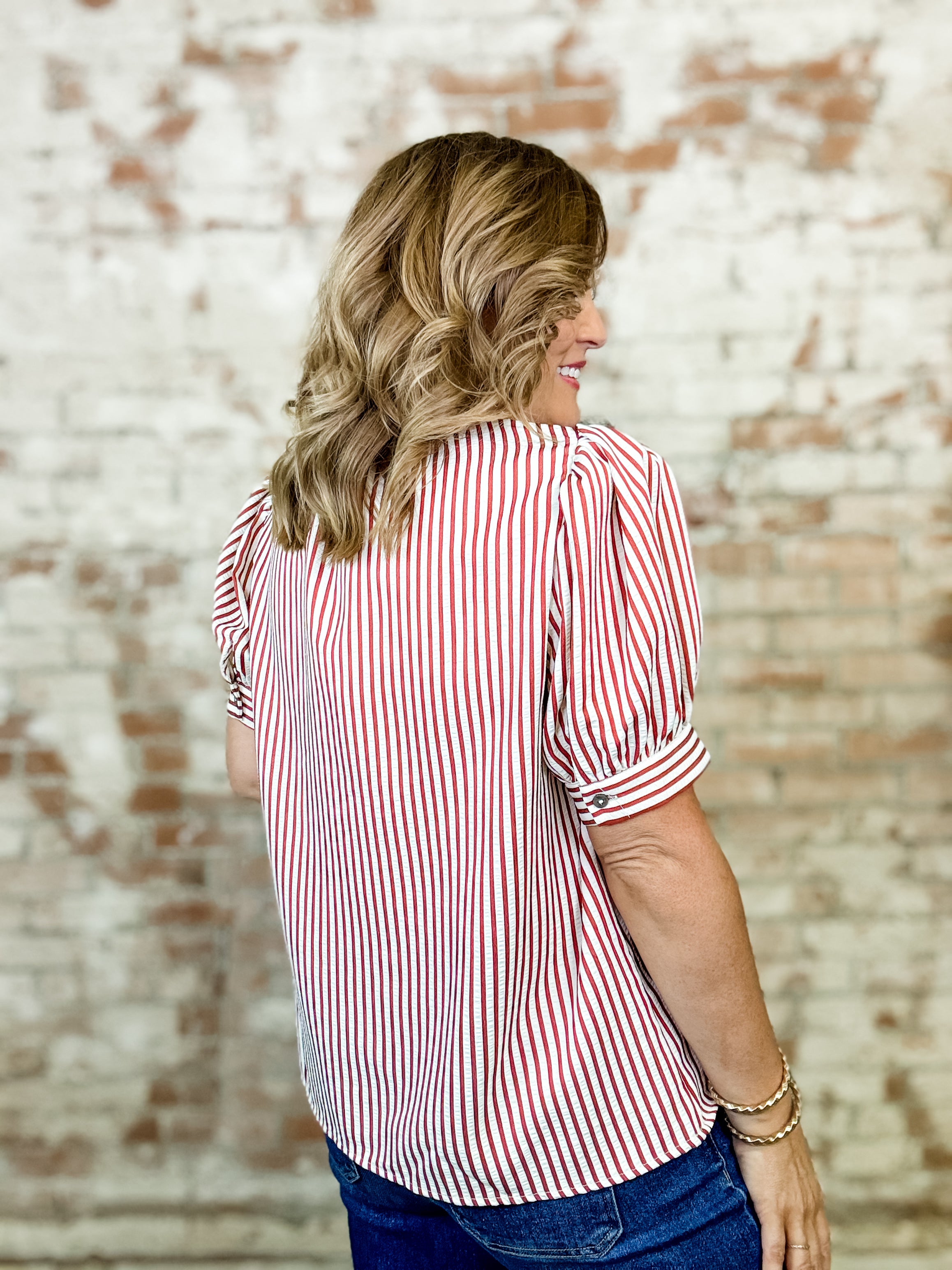 Teri Stripe Ruffle Top