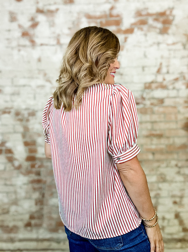 Teri Stripe Ruffle Top