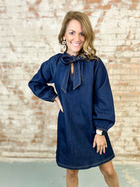 Dark Denim Bow Dress