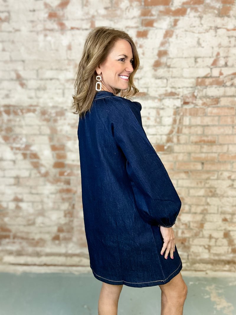 Dark Denim Bow Dress
