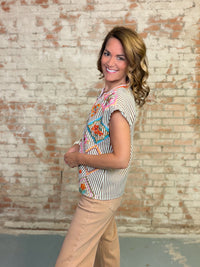 THML Lana Embroidered Textured Top