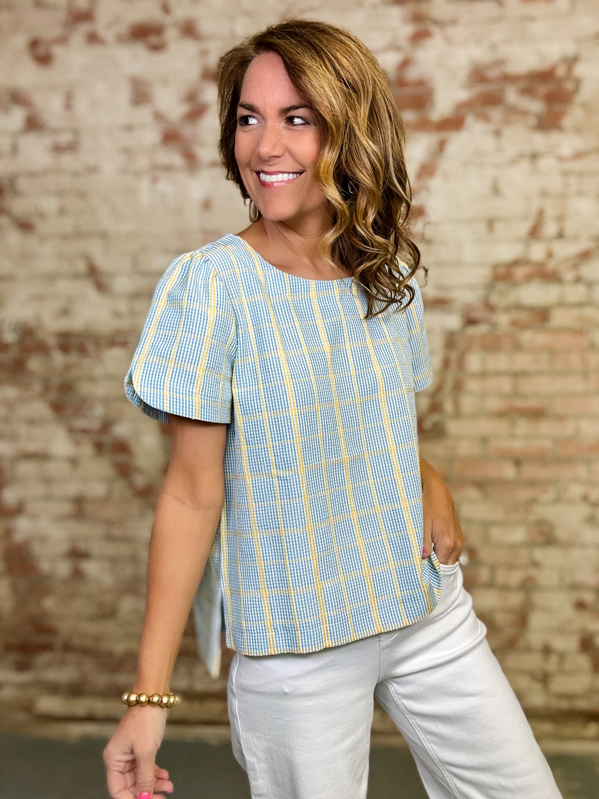 Jarrod Plaid Textured Top