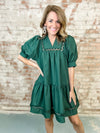 Ann Solid Embroidered Dress