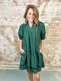 Ann Solid Embroidered Dress