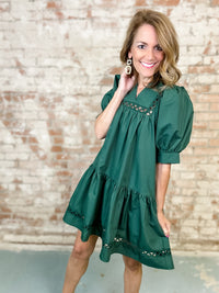 Ann Solid Embroidered Dress