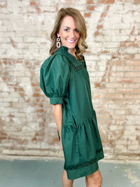 Ann Solid Embroidered Dress