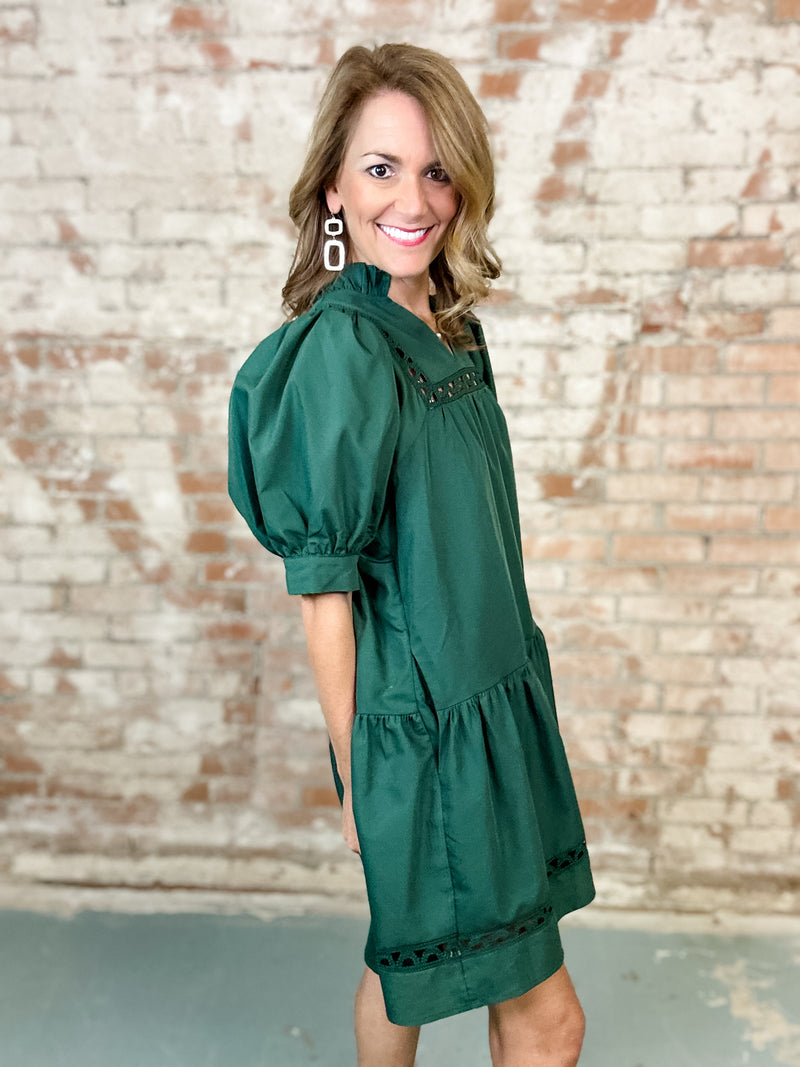 Ann Solid Embroidered Dress