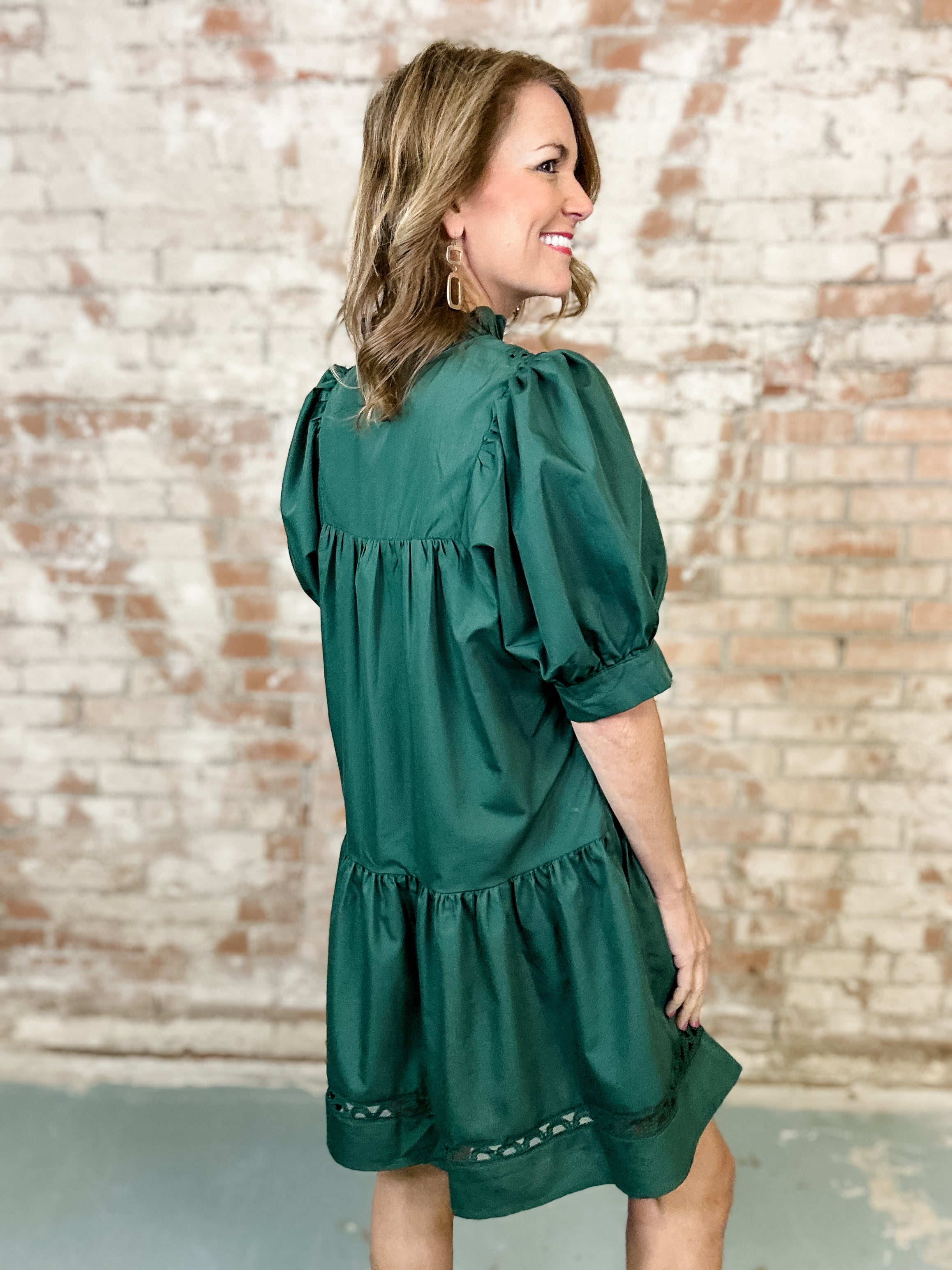 Ann Solid Embroidered Dress