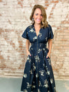 Navy Paisley Print Dress