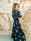 Navy Paisley Print Dress