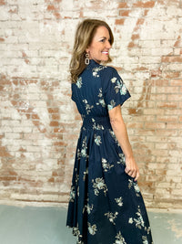 Navy Paisley Print Dress
