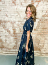 Navy Paisley Print Dress