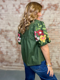 THML Belle Embroidered Sleeve Top