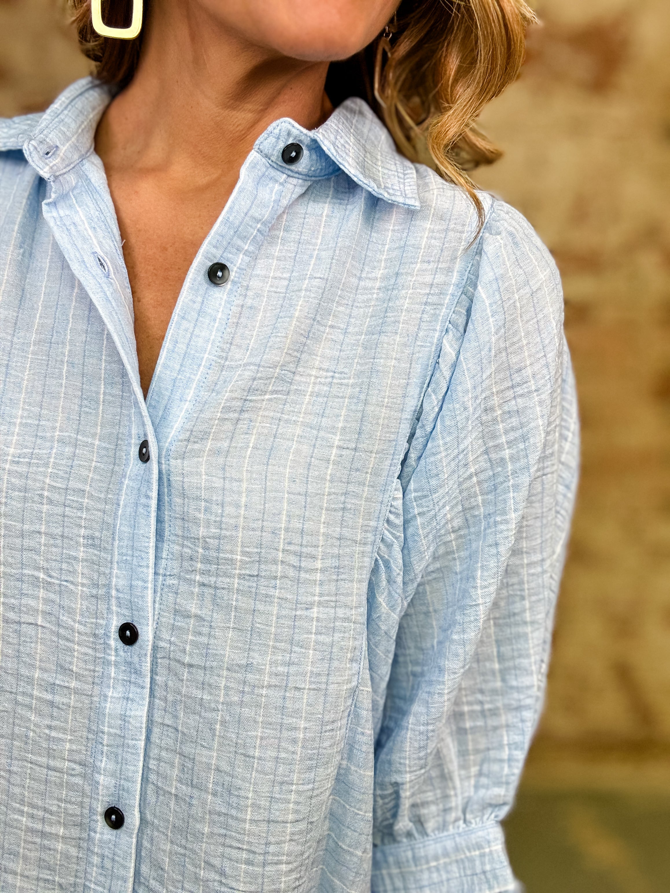Melton Pinstripe Gauze Top