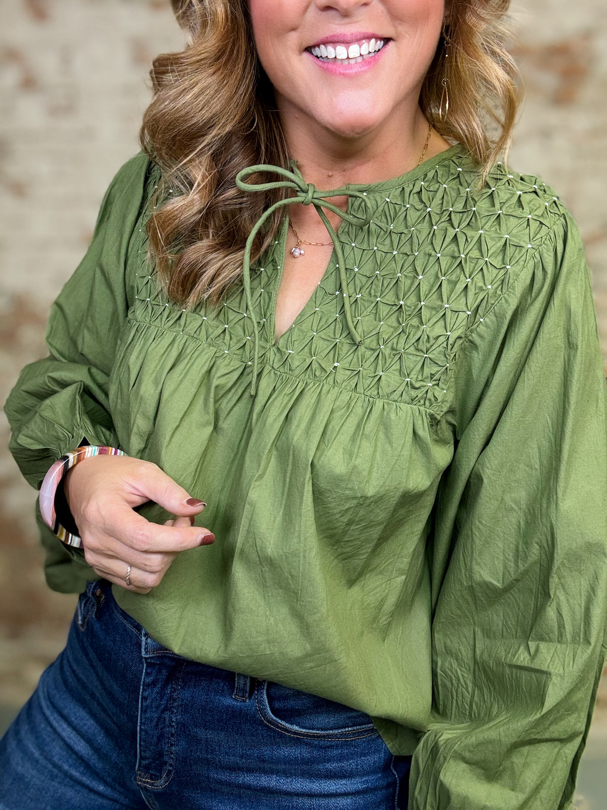 THML Courtnee Smocked Top