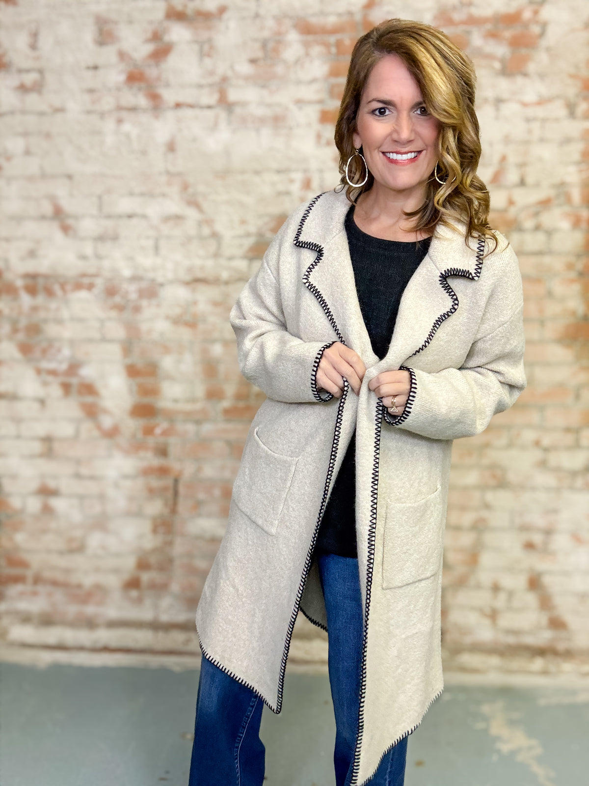 Kye Whipstitch Cardigan Coat