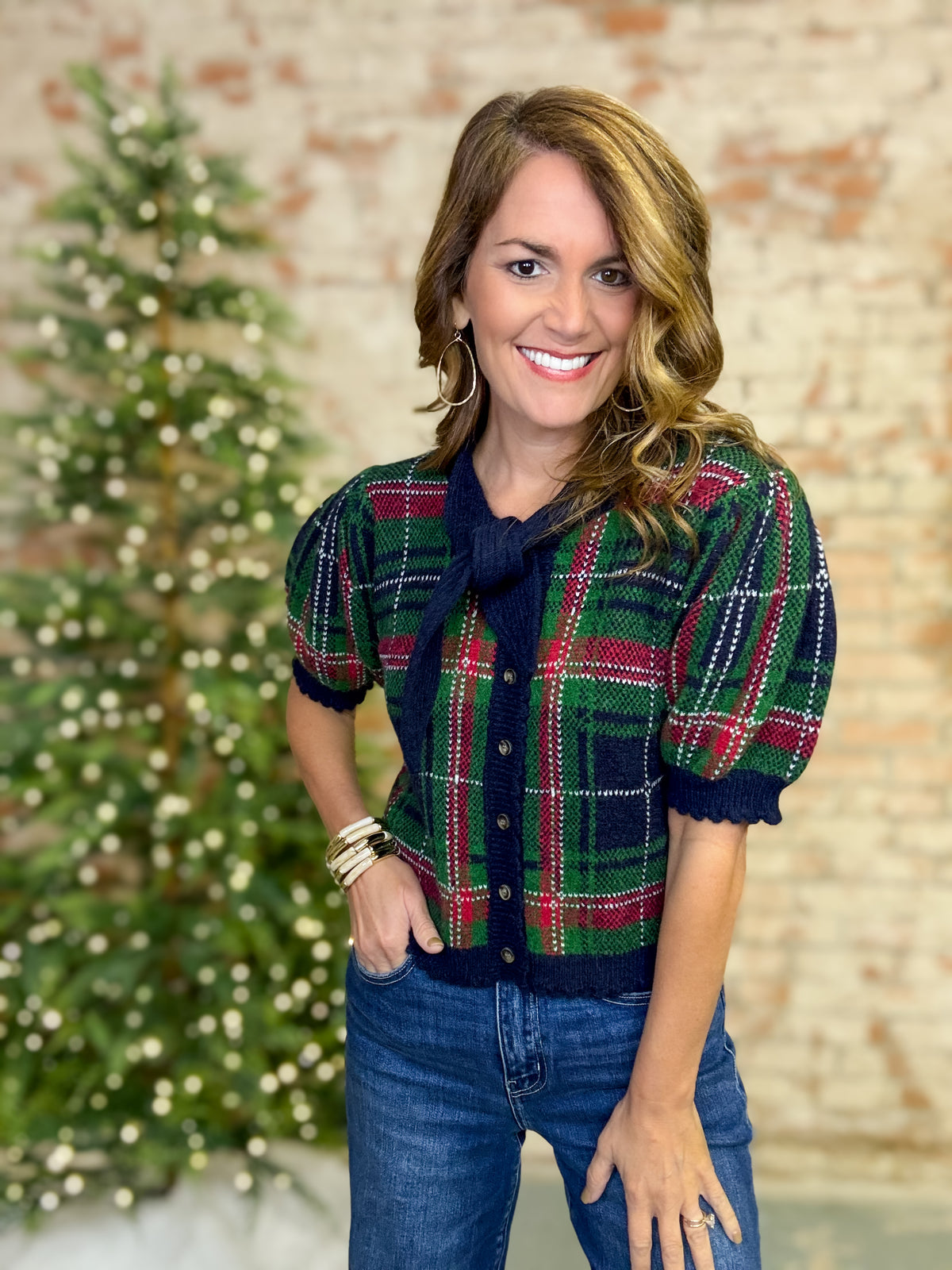Addy Plaid Sweater Top