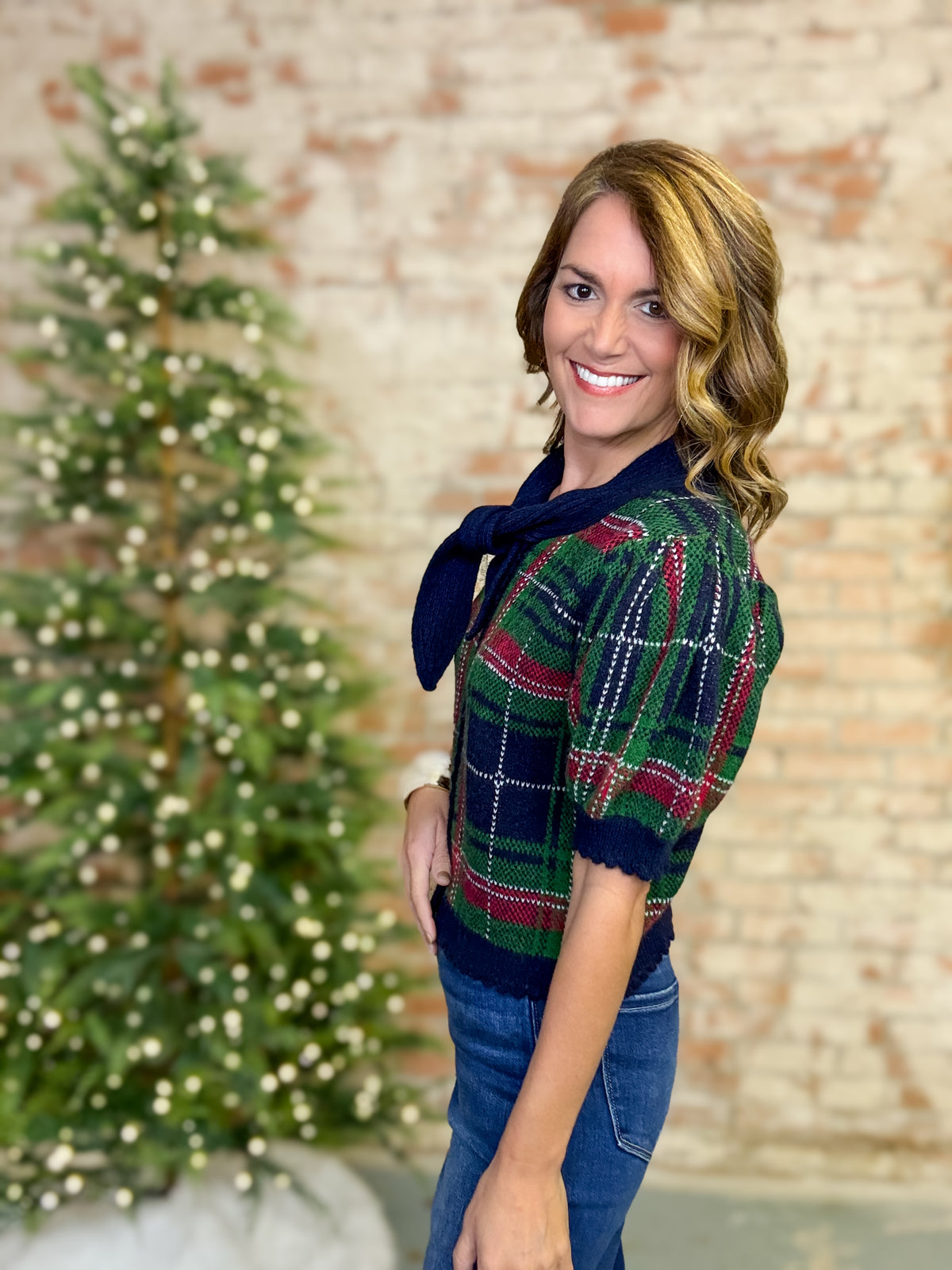 Addy Plaid Sweater Top