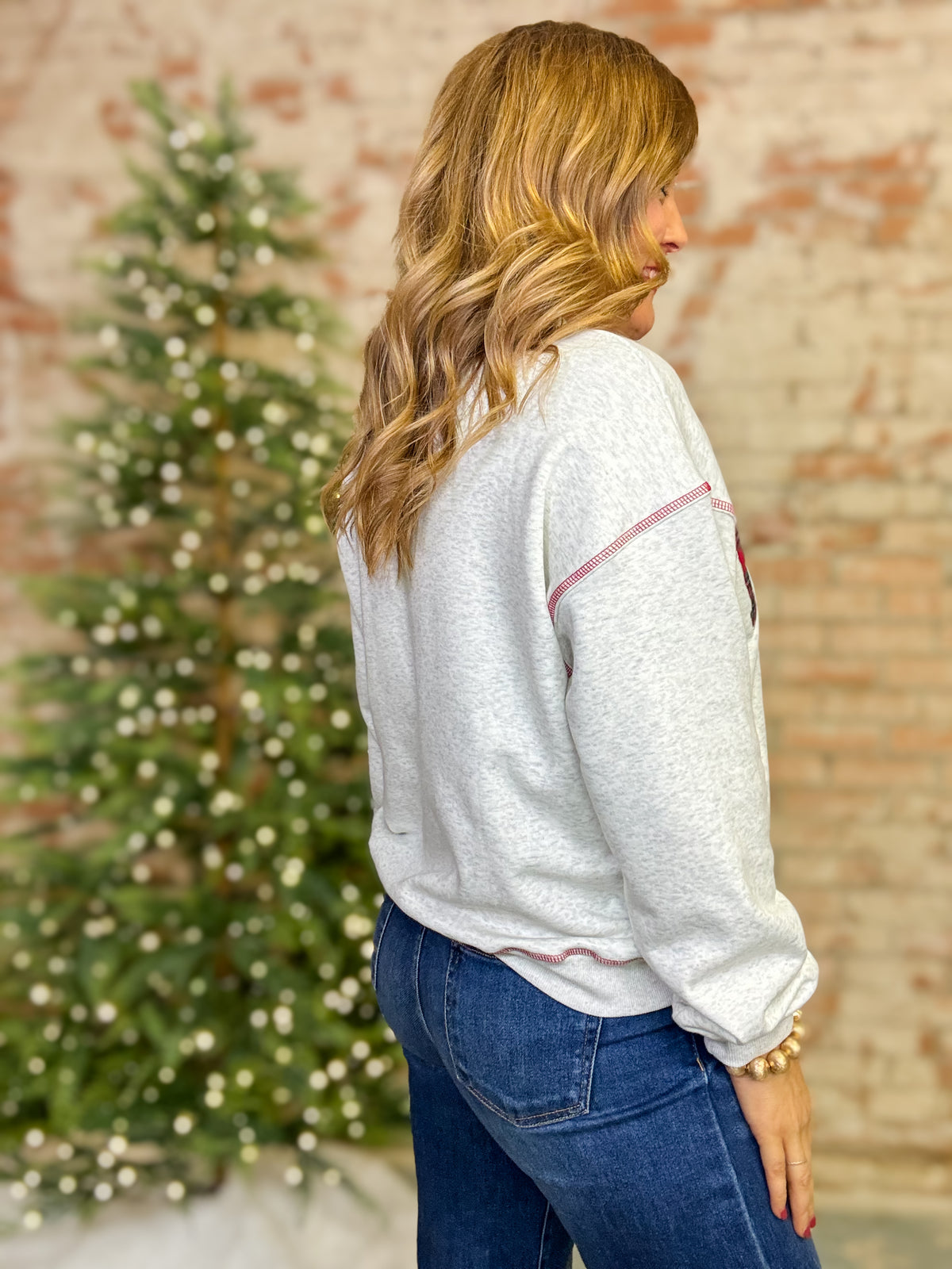 Merry Plaid Patch Pullover