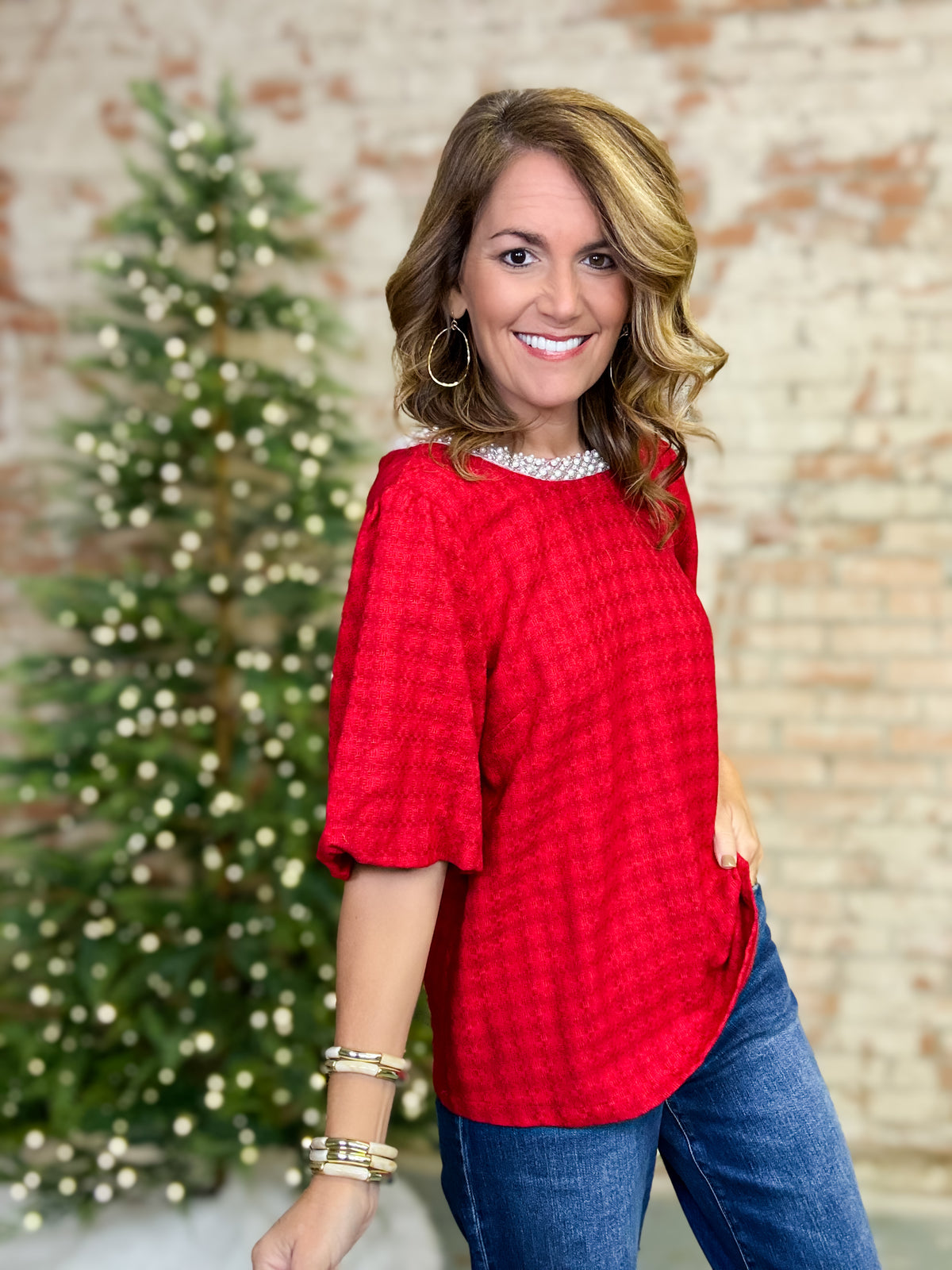 Sara Pearl Accent Top