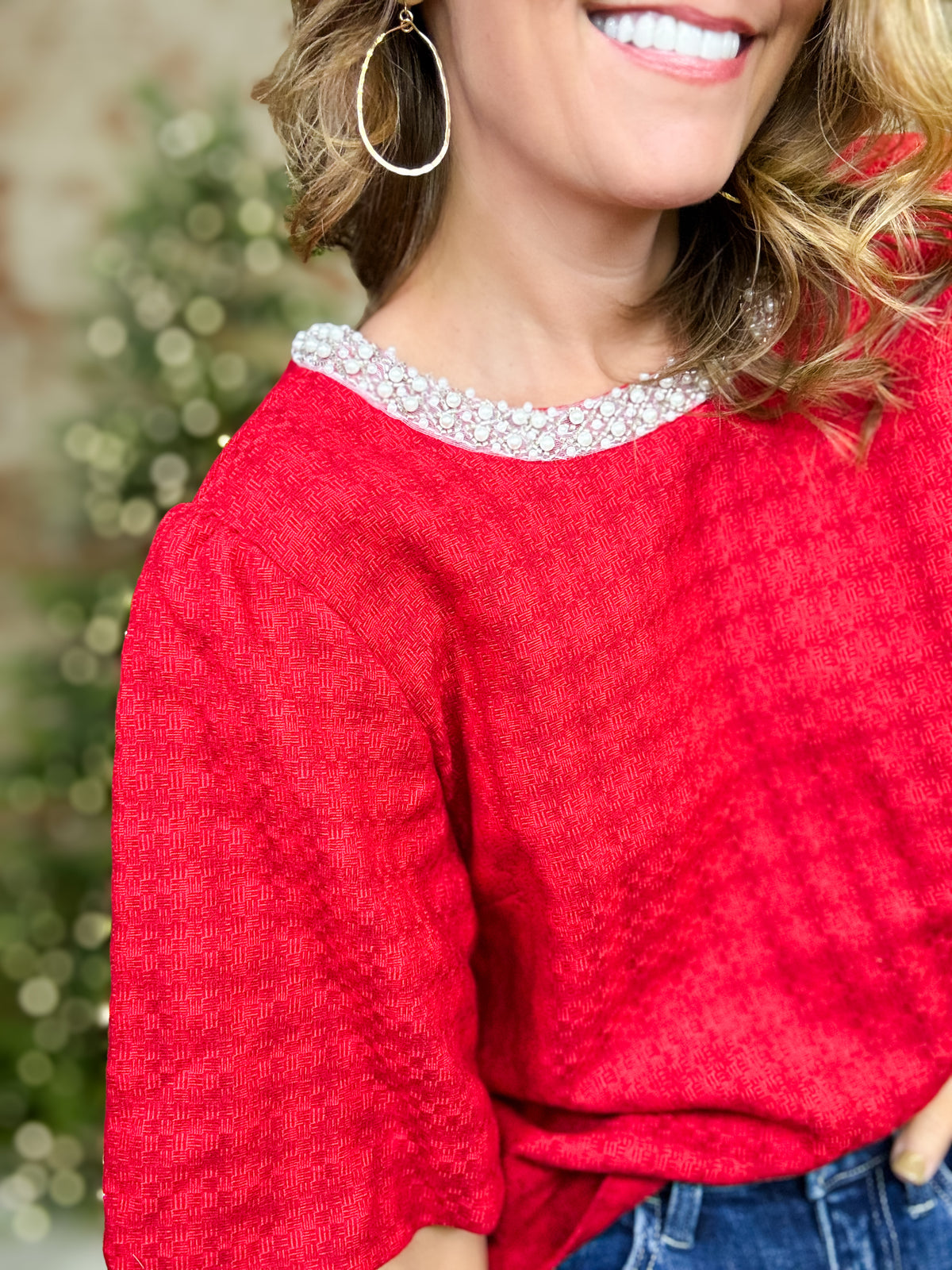 Sara Pearl Accent Top