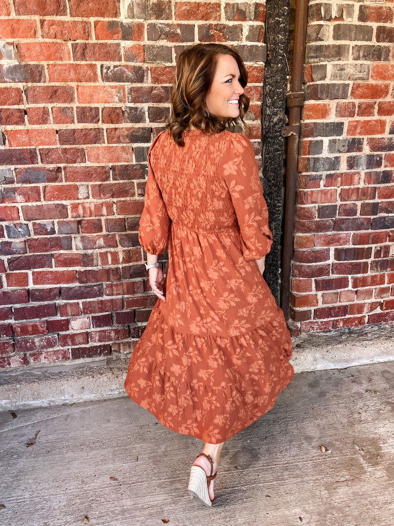 Smocked Bodice Tiered Midi