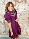 Dina Solid Embroidered Smock Dress