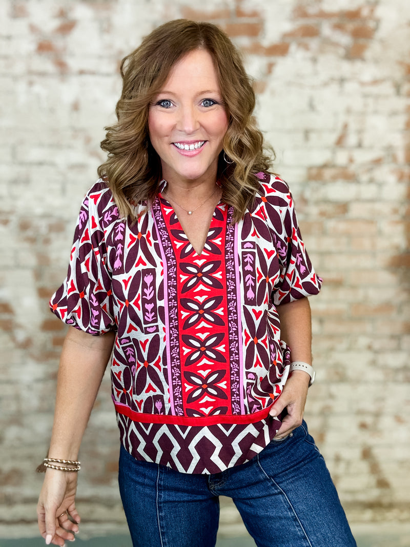 THML Dorinda Geometric Print Top