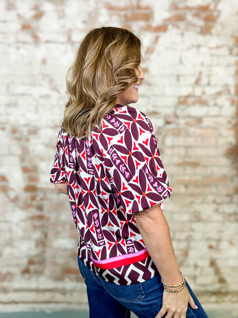 THML Dorinda Geometric Print Top